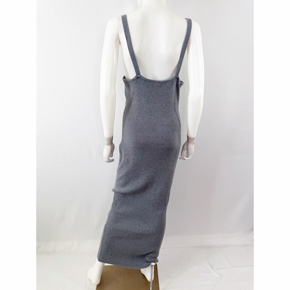 PrettyLittleThing Charcoal Gray Front Cut Out Soft Rib Knit Maxi Dress Size L - Picture 8 of 11
